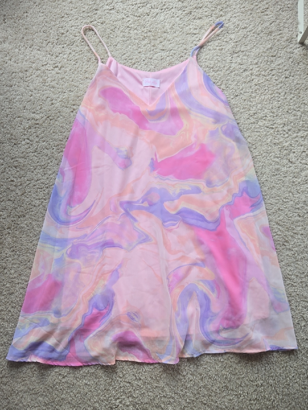 Pink Lily Pastel Swirl Slip Dress